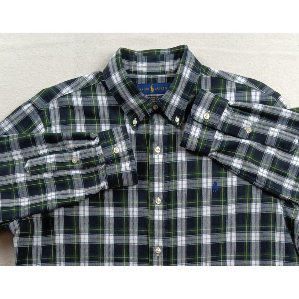 Ralph Lauren Mens Classic Fit Performance Flannel Black Plaid Long Sleeve - L